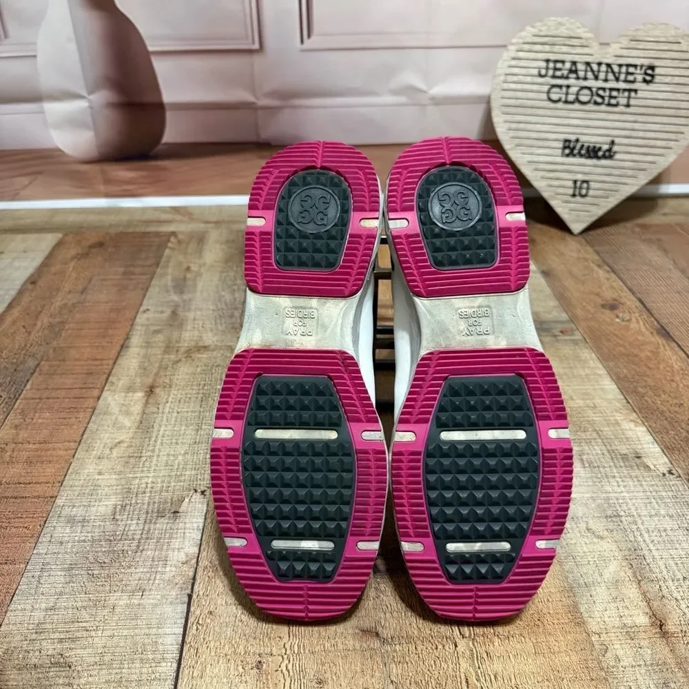 G/Fore G/Drive Golf Shoes Snow White Pink Men's Size 14 PRAY FOR BIRDIES